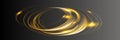 White shiny sparks spiral wave. A curved bright line of speed is spinning. Shiny wavy path. Rotating dynamic neon circle