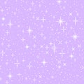 White shiny stars on lilac, childish cartoon seamless pattern, vector