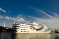 White ship leaving port Royalty Free Stock Photo