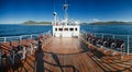 White ship in the water of lake Baikal Royalty Free Stock Photo