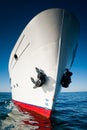 White ship in the water of lake Baikal Royalty Free Stock Photo