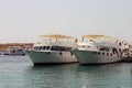 White Ships parking on The Red Sea shore Royalty Free Stock Photo