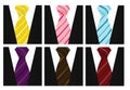 White shirt and black suit with colorful tie set Royalty Free Stock Photo