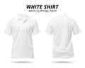 White shirt isolated on white background. Blank polo shirt for design. Clipping path