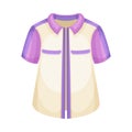 White Shirt with Short Purple Sleeves and Chest Pocket as Uniform and Workwear Clothes Vector Illustration