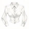 Hyper-realistic Blouse Drawing With Glamorous Pin-up Style