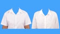 white shirt women Shirts for work. Picture on blue background for montage