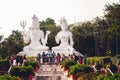 White Shiva and Parvathi statues on Kailasagiri hill in Andhra Pradesh state, Visakhapatnam, India