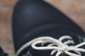 White shoelace bow closup Royalty Free Stock Photo