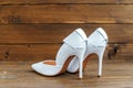 White shoes for the bride. Background. Concept party, wedding an Royalty Free Stock Photo