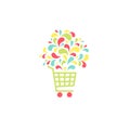 white shopping cart with paint drops. Bright purchase. Creative holiday shopping Royalty Free Stock Photo