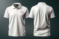 A white short sleeved polo shirt, white isolated mockup on a dark background