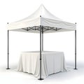 White showcase display tent with table isolated on clean and white background Royalty Free Stock Photo