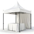 White showcase display tent with table isolated on clean and white background Royalty Free Stock Photo