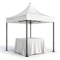 White showcase display tent with table isolated on clean and white background Royalty Free Stock Photo