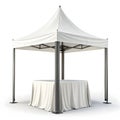 White showcase display tent with table isolated on clean and white background Royalty Free Stock Photo