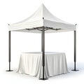 White showcase display tent with table isolated on clean and white background Royalty Free Stock Photo