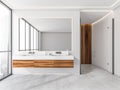 White shower room with wood details Royalty Free Stock Photo
