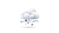 Abstract cloud computing icon with data streams and circuits on white background Keywords: cloud computing Royalty Free Stock Photo