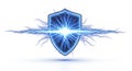 Blue Electric Shield with Lightning Burst on White Background (915) stock Royalty Free Stock Photo