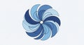 Swirling abstract circular pattern composed of layered blue and light blue curved shapes creating a dynamic vortex Royalty Free Stock Photo