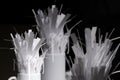 White shredded paper strips bunch on black background, selective focus Royalty Free Stock Photo