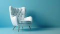 White side armchair on blue background Royalty Free Stock Photo