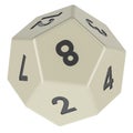 White 12 sided die, dodecahedron dice, 3D rendering Royalty Free Stock Photo