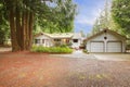 White siding house and garage Royalty Free Stock Photo