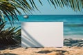 White sign is on the beach Royalty Free Stock Photo