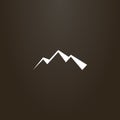 Simple vector flat art sign of three mountains peaks silhouette