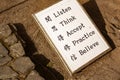 White sign with five words of japanese buddhist teaching in Honen-In Temple