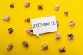 White sign with the word Jaundice written on it Royalty Free Stock Photo