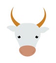 White silhouette of cow head farm animal beef mammal agriculture milk face vector illustration. Royalty Free Stock Photo