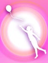 A white silhouette of a girl is seen releasing a helium ballon into the sky