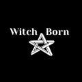 White silhouette of hand drawn impossible star and text witch born. Witchcraft and magic vector
