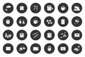 White silhouette icon study button web vector set Royalty Free Stock Photo