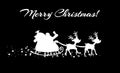 White Silhouette Of Santa Claus And A Reindeers Flying In A Sleigh Royalty Free Stock Photo