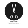 White silhouette scissor icon closeup hair shear