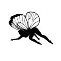 White, silhouettes of cute girly fairies. With colorful wings. Vector illustration Royalty Free Stock Photo