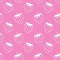 White silhouettes of strawberries on pink background vector seamless pattern