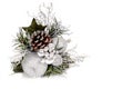 White, silver and green Christmas Ornament with pine cone Royalty Free Stock Photo