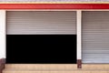 white silver shutter door stores opened Royalty Free Stock Photo