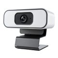 White and silver webcam with integrated clip stand and lens camera video Royalty Free Stock Photo