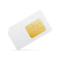 White sim card with gold chip for mobile phone. Vector gsm simcard 3d design isolated on white background Royalty Free Stock Photo