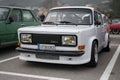 white Simca 1000 Rallye 3 version car in perfect condition. It's like a light matchbox Royalty Free Stock Photo