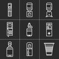 White simple line icons for water coolers