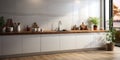 white simple modern kitchen in Scandinavian style Royalty Free Stock Photo