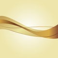 White simple template with golden waves. Light background with golden cooper bronze wavy ribbon. Metal or liquid curled streams on
