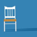 White single chair wooden with blue background in flat design